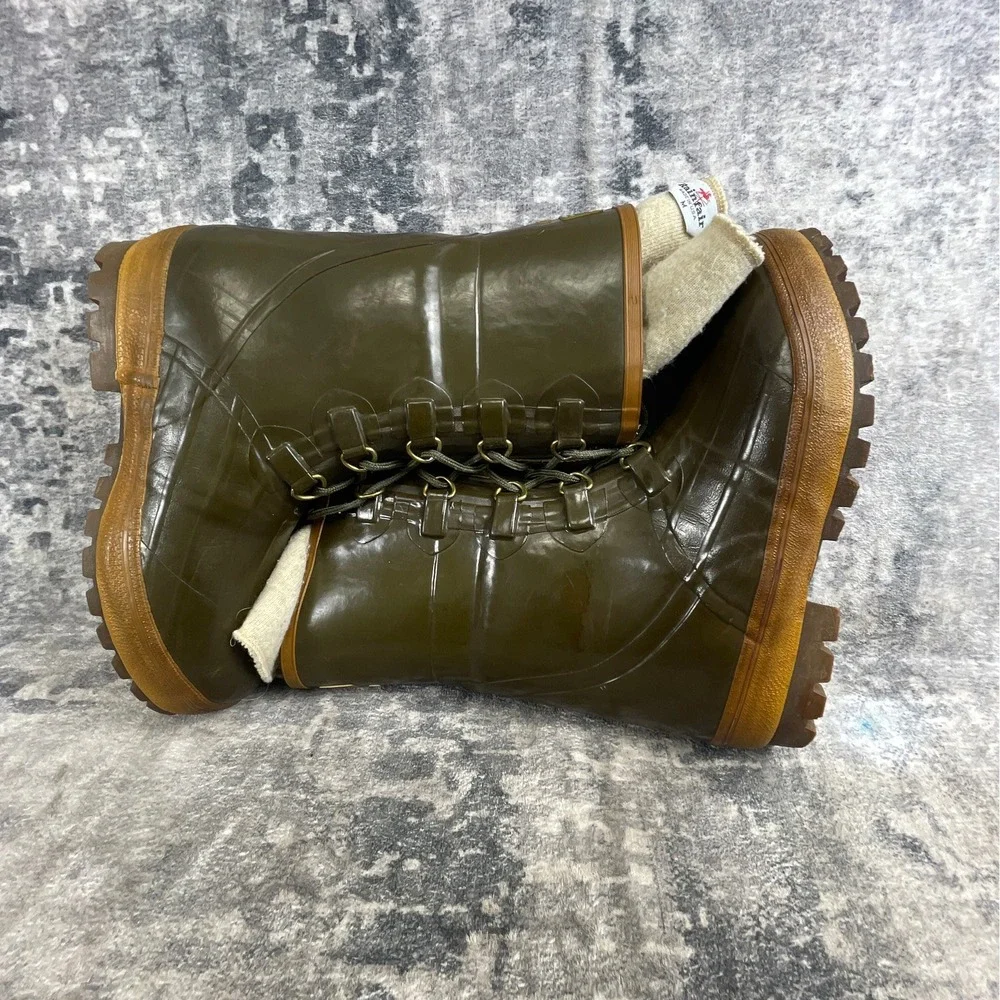 Hodgman Mens 10 Insulated Rubber Hunting Boots Olive Green Shearling Duck Style